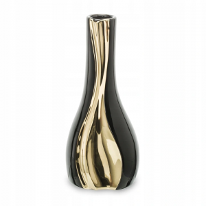 keramikine juodos splavos vaza su auksu