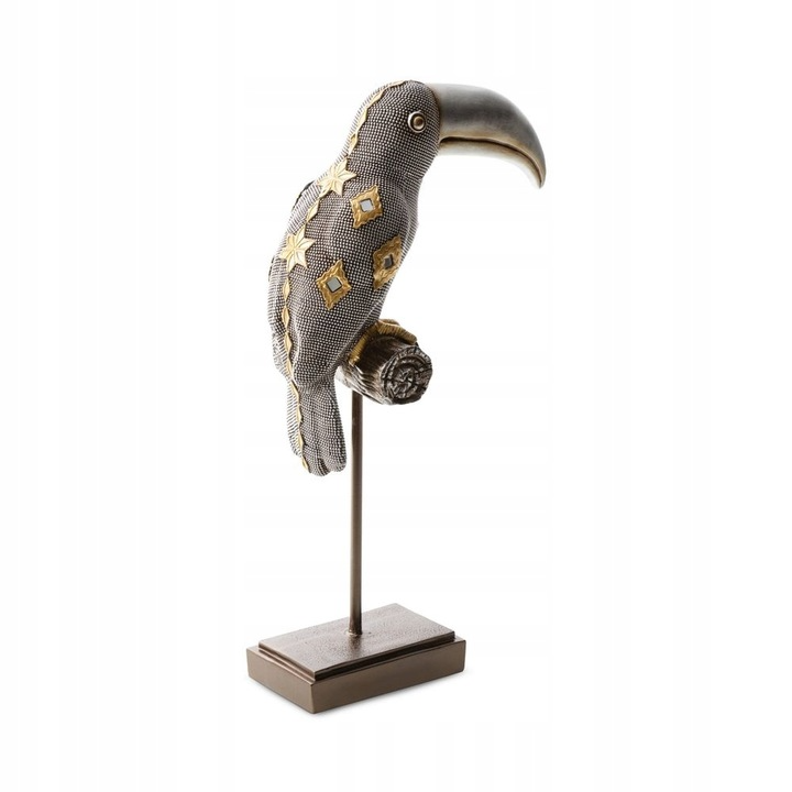 statulėlė papūga tukanas paukstis auksinė sidabrinė dekoratyvinė