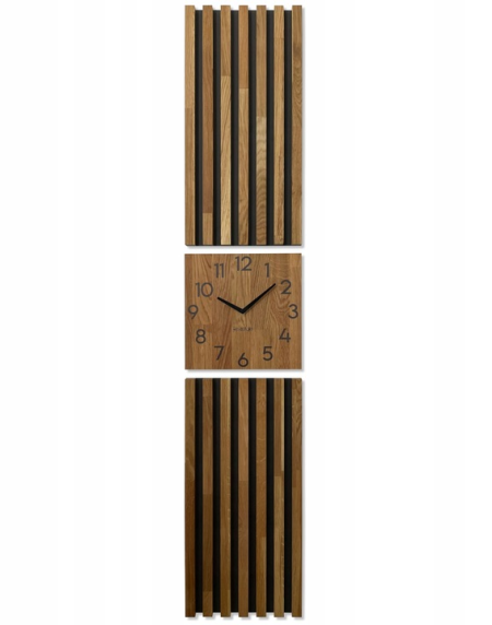Didelis sieninis laikrodis iš medinių tašelių OAK 30x155cm